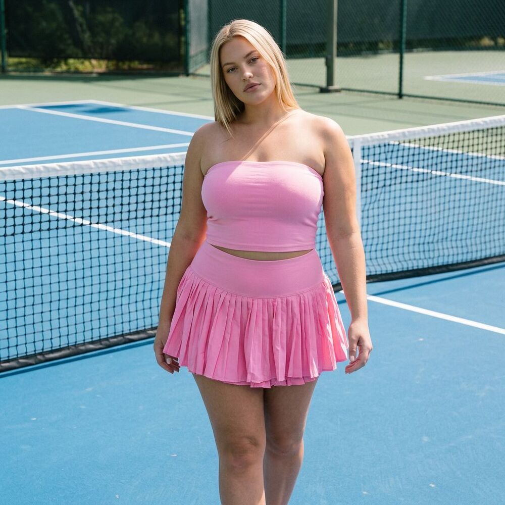 All In Motion Plus Size 3x Pink Pleated Tennis Skort, Skirt with Built-In Shorts